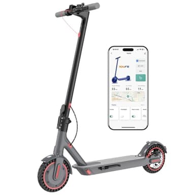 8,5" Patinete Eléctrico, Scooters Eléctricos para Adultos y Adolescentes, App de Control, Motor de 350W, Autonomía 20-30 KM, 3 Modos De Elocidad, Frenado Dual, Carga 120KG, Rojo