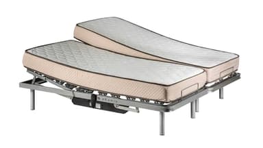 ekamia - Cama Articulada Eléctrica Doble Emparejada de Matrimonio con Colchón Wite - 150cm x 190cm, Mando inalámbrico