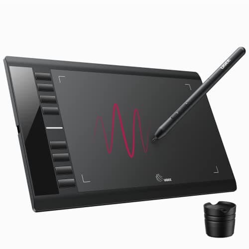 Tableta de Dibujo UGEE M708, Tableta gráfica Grande de 10 x 6 rápido y lápiz Capacitivo sin batería, Almohadilla de Dibujo de presión de 8192 Niveles para Windows Mac Linux Android