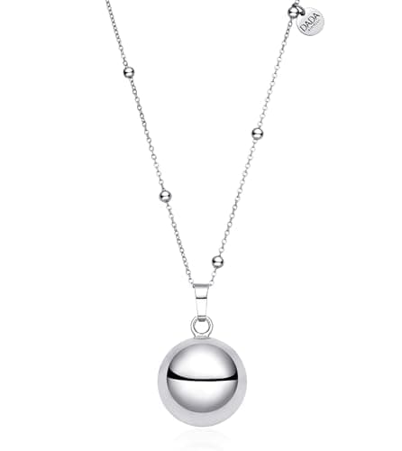 Dada Gioielli - Collar Campana Llamador Ángel Embarazada, Cadena de Acero Estilo Rosario para Mujer,
