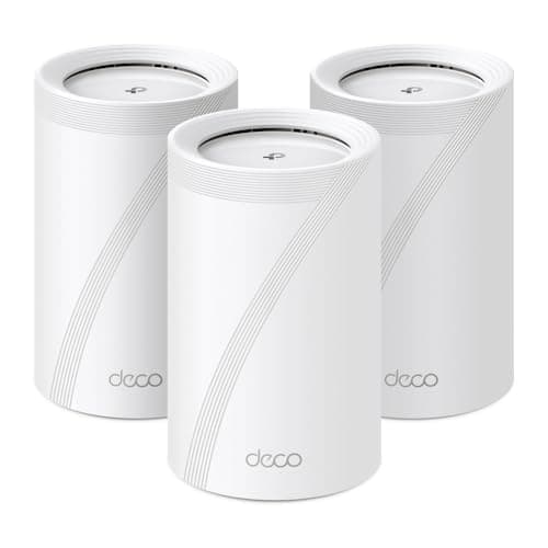 TP-Link Deco BE65(3-Pack) - BE9300 Wi-Fi 7 Mesh WLAN Set (Paquete de 3), Tribanda 5760 Mbit/s (6 GHz) + 2880 Mbit/s (5 GHz) + 574 Mbit/s (2,4 GHz), 6 transmisiones, 4 Puertos 2.5G, 1 USB 3.0