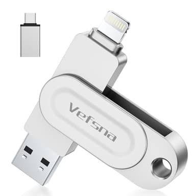 Pendrive 512GB para iPhone Apple Certificación, Vefsna Pen Drive USB C para iPhone,Memoria USB 3.0 Externa, Photo Stick 3 en 1 Lightning Flash Drive Memory Stick para iPhone, OTG Android,iPad,PC