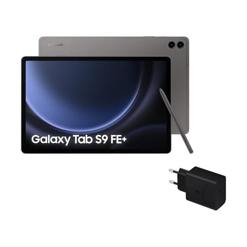Samsung Galaxy Tab S9 FE+ - Tablet + Cargador, 128 GB, Wifi, S Pen incluido, Batería de Larga Duración, Clasificación IP 68, Gris (Versión Española)