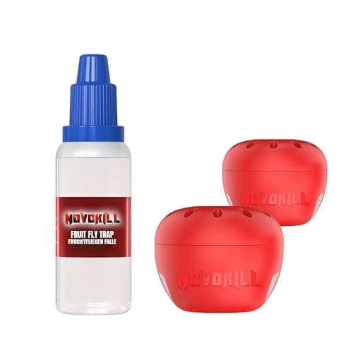Novokill Trampa para Moscas de la Fruta – Líquido Atrayente 30ml + 2X Trampas – Eficaz contra Moscas de la Fruta – Larga Duración – Reutilizable – Ideal para la Cocina