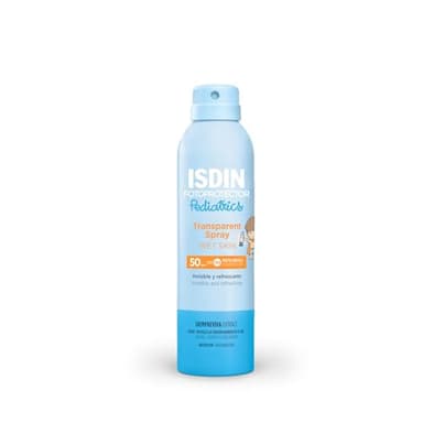 Fotoprotector ISDIN Pediatrics Transparent spray Wet Skin SPF 50 - Protector solar corporal para niños, invisible, ligero, para piel mojada, 250 ml