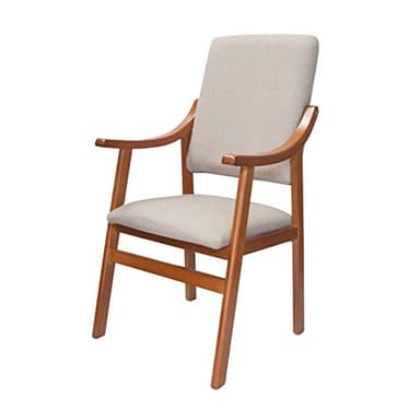 Sueña y Descansa Sillón Alto con reposabrazos de Madera de Haya Color Cerezo tapizado en Beis
