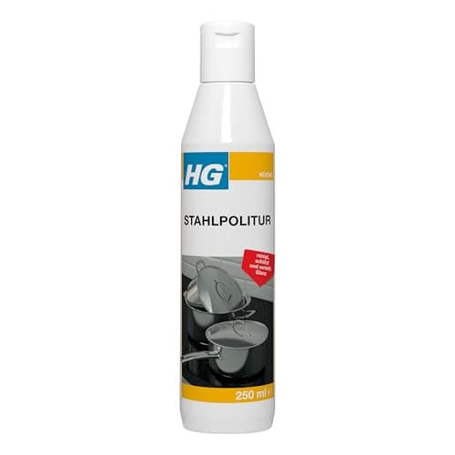 HG Pulidor de acero inoxidable para encimeras, ollas y utensilios de cocina de acero inoxidable, limpia, brilla y protege la placa de cocina de acero inoxidable, 250 ml