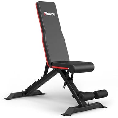 PASYOU Banco de pesas plegable con posiciones ajustables de 9 x 4 x 3 cm, multi banco inclinado como abdominal y espalda para el hogar, carga máxima de 318 kg