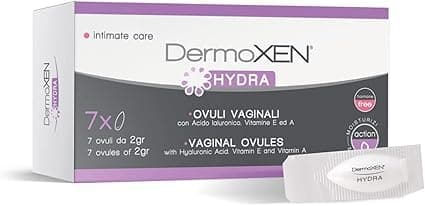 Dermoxen Hydra Óvulos Vaginales Hidratantes contra la Sequedad Vaginal, el Ardor, el Picor y la Irritación. Con Ácido Hialurónico, Ideal en la Menopausia. 7 piezas