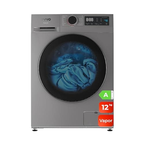 EVVO Lavadora 12kg, Vapor, Bajo consumo, Clase A, Motor Inverter, Hygiene Pro, Lavado Rápido 15', Tambor ePROTECT, Inicio Diferido, 1400 rpm, 15 programas, Carga frontal, Nature (12Kg, Inox)