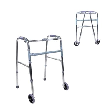 Mobiclinic®, Andador para ancianos, Modelo capitel, Marca española, Plegable, Altura regulable, Antideslizante, Adultos o minusválidos, Ligero y resistente, 2 ruedas, Aluminio, Color gris
