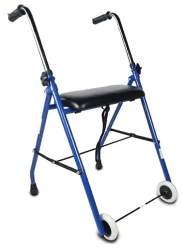 Andador Para Ancianos Plegable 2 Ruedas Con Asiento Color Azul RUMBLE
