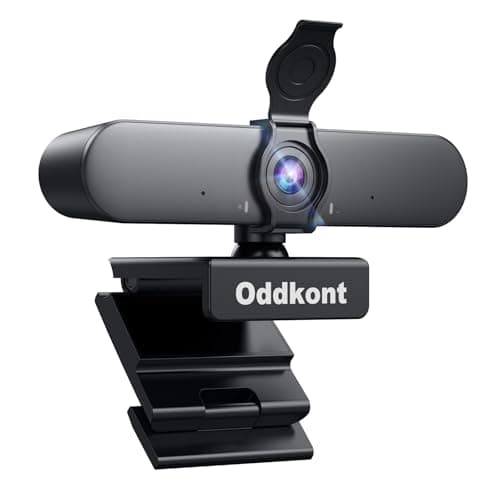oddkont Webcam 1080P - PC Cámara Web con Micrófonos Reducción de Ruido con Cubierta de Privacidad, Vista de 92°, Corrección de Poca Luz, Plug & Play, para Streaming/Zoom/Skype