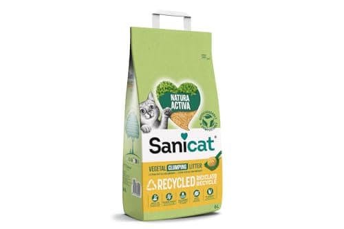Sanicat - Lecho aglomerante para gatos de mazorca de maíz reciclada, Absorción superior y control de olores, Producto ecológico y biodegradable, 6 L de capacidad