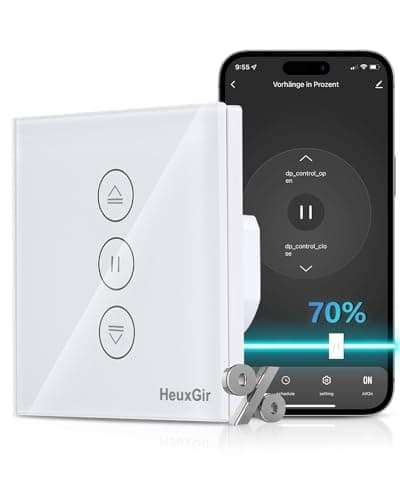 HEUXGIR Interruptor Persiana Wifi de Porcentaje,Interruptor Inteligente Persiana 80 * 80 mm Compatible con Alexa y Google Home, Necesita Cable Neutro (1)