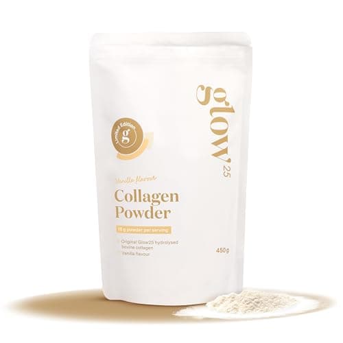 Glow25® Colágeno en polvo vainilla [450 g] - El original - Hidrolizado de colágeno premium - Péptidos tipo 1 y 3 - Solubilidad perfecta - Collagen
