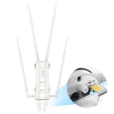 Repetidor WiFi Largo Alcance Exterior Potente - 4G LTE Amplificador Señal, Antena Extender Wavlink AC1200 - Outdoor PoE Punto de Acceso - Ideal para Grandes Espacios Remotos