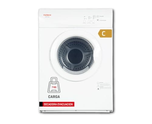 Corberó - Secadora de Evacuación 7 kg | CSVE710W | Carga Frontal | Indicadores LED | 4 Programas | Función Antiarrugas | 69 dB | Apertura 180º | Eficiencia Energética C, Blanco