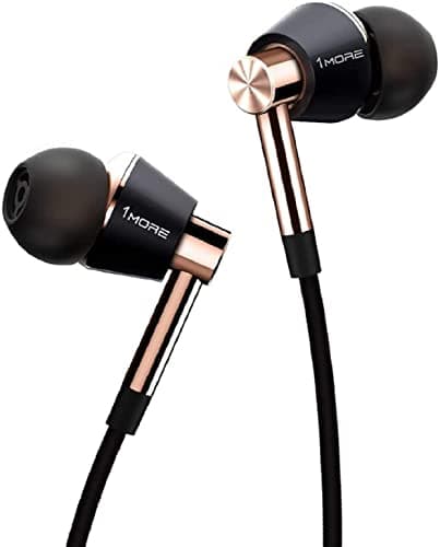 1MORE Triple-Driver HiFi Auriculares In-ear Hi-Res Audio con Cable Integrado de Control Remoto y Micrófono para iPhone y Android Teléfono móviles,E1001 Oro