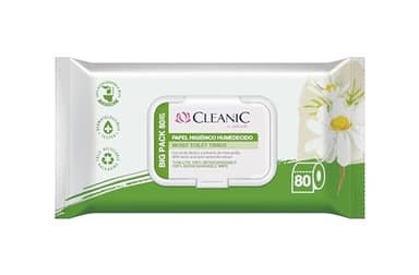 Cleanic - Papel Higiénico Hidratado - 80 Piezas - con Extracto de Manzanilla - Papel Higiénico Desechable - Toallitas Humedecidas para Limpieza Íntima - Apto para Pieles Sensibles