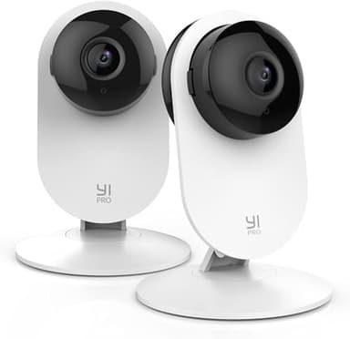 YI Pro 2K Camaras Vigilancia Domicilio WiFi 2.4GHz, IP Camara Vigilancia Bebe Perro Gato, Visión Nocturna, Detección de Movimiento, Notificaciones Push, Compatible Alexa, 2 Piezas