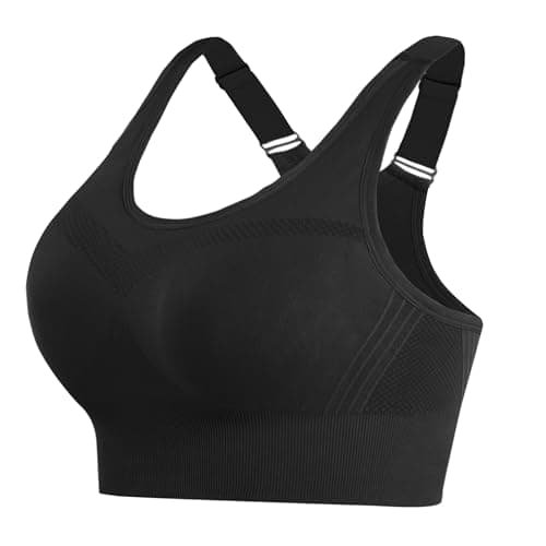Litherday Sujetador Deportivo Mujer Alto Impacto Top Deportivo Push up Mujer Alta Sujeción Entrenamiento Bra Sujetador de Yoga para Ejercicio y Fitness Negro L