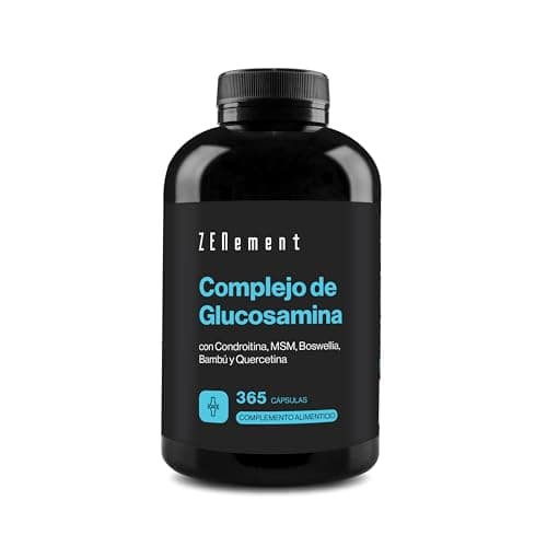Glucosamina con Condroitina, MSM, Boswellia, Bambú y Quercetina, 365 Cápsulas - Para Articulaciones, Cartílago y Huesos - Alta dosificación - Sin aditivos - Zenement
