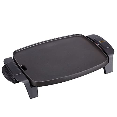 Jata GR205 Plancha de Asar, Antiadherente, Resistente al rayado, 1000W, Medidas 28 x 22 cm, Fabricada en España, Fácil limpieza, Bandeja recogesalsas