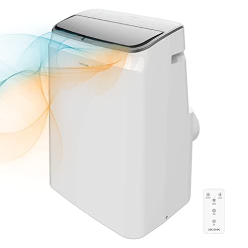 Cecotec Aire Acondicionado Portátil con Mando a Distancia y Bomba de Calor ForceClima 14600 Soundless Heating. 14000 BTU, Pantalla LED, 5 Modos, Deshumidificación, Cobertura 30m2