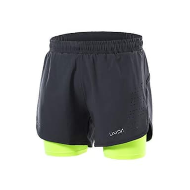 Lixada - Pantalones Cortos de Running para Hombre, de Secado rápido, Transpirable, para Entrenamiento Activo, con Forro más Largo