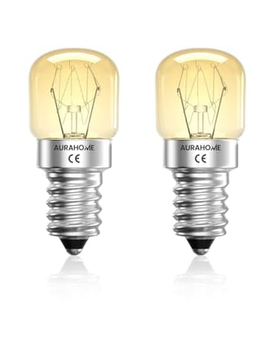 Aurahome Bombilla de Sal E14, Bombilla Horno 25W, Resistente a 300 grados, 150LM 2400k Bombilla E14 para Nevera Blanco Cálido, AC220-240V