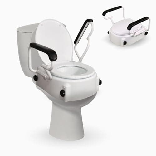 Mobiclinic®, Elevador wc para adultos con reposabrazos, Tajo, 19 cm, Ancianos, Tapa y abatibles, De inodoro, Regulable en 3 alturas, Inclinable, Blanco