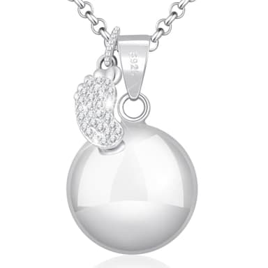 Tusuzik Collar Largo Llamador de Ángeles para Embarazadas en Plata 925, Colgante de Piecitos Desmontable con Circonitas 5A, Idea de Regalo Original para Futuras Mamás