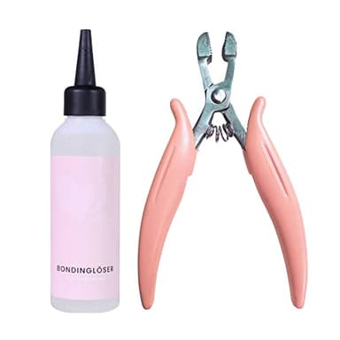 hair2heart Kit para remover extensiones de cabello con pinzas y disolvente para un fácil retiro de extensiones de queratina y cinta - Fórmula a base de alcohol
