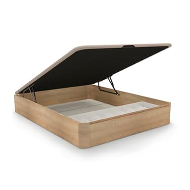 duehome | Luxury Plus, Canapé Abatible con Zapatero Interior, Almacenaje, Acabado en Roble, Medidas: 150 cm (Ancho) x 190 cm (Largo) x 31 cm (Alto)
