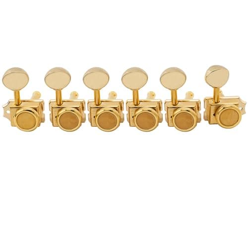 Musiclily Pro Vintage 6 en Línea Guitarra Clavijas Afinación Bloqueo Locking Tuners Clavijeros Bloqueantes para Guitarra Eléctrica Squier Classic Vibe Strat Tele, Dorado