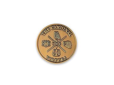 STOIC STORE UK Moneda de Las Virtudes Cardinales, Medallón de Las Cuatro Virtudes del Estoicismo Moneda de Las Virtudes Estoicas, Latón Bronce Antiguo EDC Challenge Coin, Sabiduría Coraje Justicia