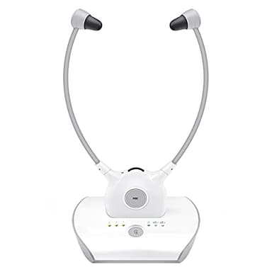 APH100 Auriculares Inalambricos TV, Auriculares TV Inalambricos de Digitales 2,4 GHz con Transmisor (3,5 mm AUX, RCA, con 2 Bater)