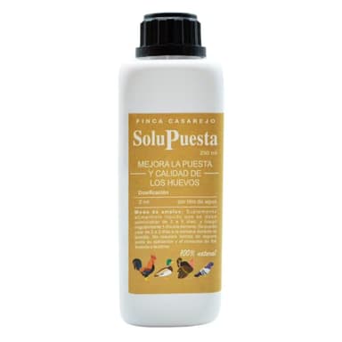 FINCA CASAREJO Estimula la Puesta y Mejora la Calidad de los Huevos – Suplemento Alimenticio para Gallinas y Otras Aves de Corral – SoluPuesta (250ml)