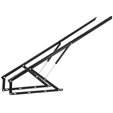 Happybuy Juego de Dos Bisagras para Canapé con Dos Resortes para Cama 1.5 x 2M de Largo Sistema de Elevación con Amortiguadores Bisagra para Canape Herrajes Cama Abatible Pistones para Canapes Negro