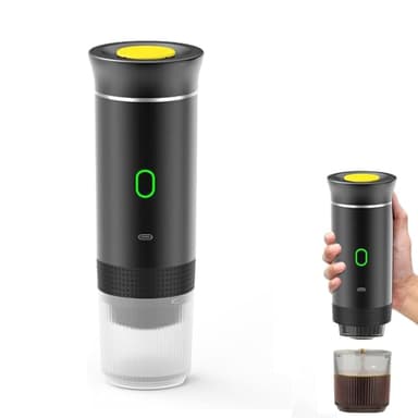 Eznaobo Máquina de café portátil, 3 en 1 cafetera espresso eléctrica portátil, 12 V café expreso recargable, para oficina, viaje, casa, compatible con cápsulas K-Cup y café molido (black)