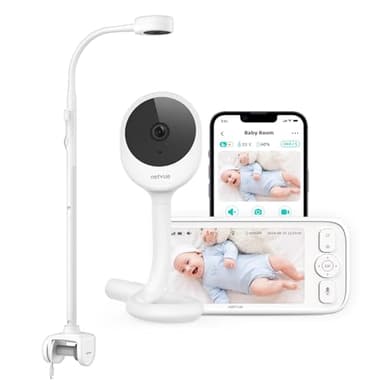 Netvue Camara Vigilancia Bebe con Soporte 4 en 1, Mejorado 5000mAh 5" Vigilabebes con Camara, Inalámbrico 1080P Baby Monitor con App, Visión Nocturna, Audio Bidireccional, VOX, Detección de llanto
