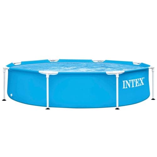 Intex 55242 - Piscina Desmontable Redonda Metal Frame Familiar Color Azul, Medidas Ø244x51 cm, Capacidad 1,828 litros, Material Resistente Triple Capa, Tubular, Infantil