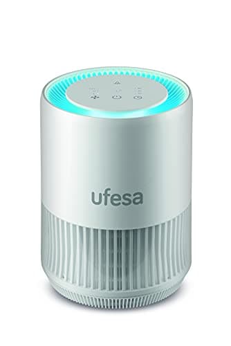 Ufesa Fresh Air PF5500 Purificador de Aire con Sistema de Filtrado de 4 Capas: Pre Filtro + Carbono Activo + HEPA 13 + Ionizado, hasta 60 m², 3 Velocidades, Silencioso 30dB(A), plástico, Blanco