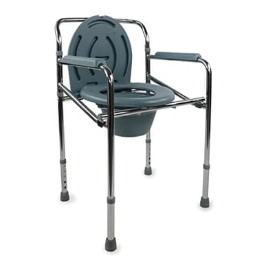 Mobiclinic®, Silla WC, con Cubeta Extraíble, Inodoro Portátil, Regulable en Altura, Puente, Conteras Antideslizantes, Máx. 100 kg, Reposabrazos Acolchados, Gris