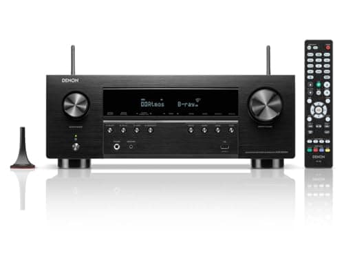 DENON Receptor AV De 7.2 Canales con Dolby Atmos, DTS X, 6 Entradas y 2 Salidas Hdmi, 8K Hdmi, Bluetooth, WLAN, Airplay 2, Heos Multiroom, Compatible con Alexa, Color Negro
