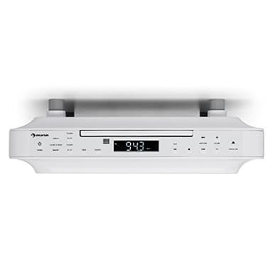 Auna KRCD 100 BT - Radio de Cocina, Bluetooth, Reproductor de CD, Temporizador, Despertador, Sintonizador FM, MP3, Pantalla LCD, 29 x 8 x 26,5 cm, 1,2 kg, 2X 12 W RMS, Blanco