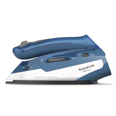 Taurus – Plancha Ropa de Vapor para Viaje Easy Trip, 1100W, Suela Cerámica, Ligera 0,7Kg, super Compacta - 9x19,5x12cm, Planchado Vertical, Cable Largo 1.9 m, Mango Plegable, Miniplancha