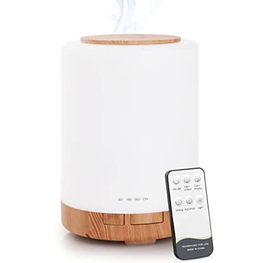 WD&CD [300ml] Diffuser Humidificador Aromaterapia Difusor de Aroma con Temporizador Non-stop/1/3/6h, Humidificador Ultrasónico y Ultrasilencioso con 7 Colores LED, Ultra Silencioso, Grano de Madera