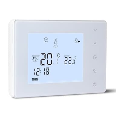 Termostato a bateria de 2 Hilos para calderas de Gas. Termostato de Pared Interior programable para calefacción temporizada. Termostato de Pantalla táctil con retroiluminación 3A W306
